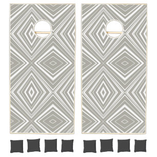Cornhole Set Grey & White Stripe Abstract