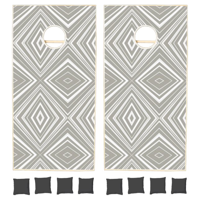 Cornhole Set Grey & White Stripe Abstract (Set)