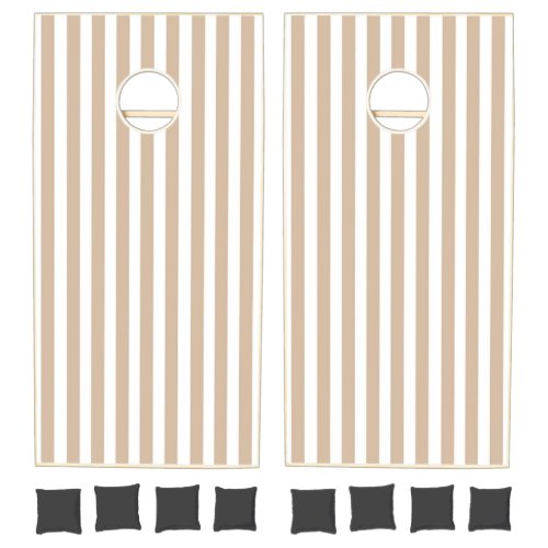 Cornhole Set Happy Classic Beige & White Stripe