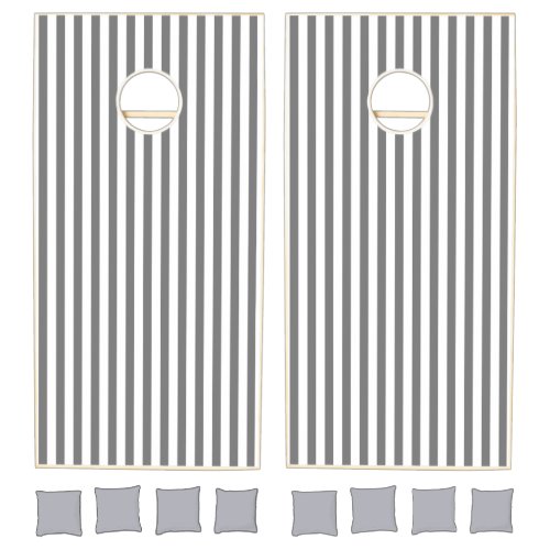 Cornhole Set Happy Classic Dark Gray& White Stripe
