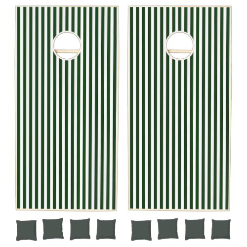 Cornhole Set Happy Classic Green & White Stripe