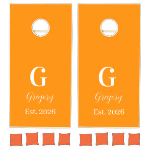 Cornhole Set Happy Solid Orange Summer Fun