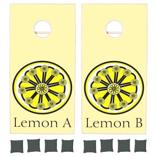 Cornhole Set Happy Yellow & White Creamy Lemon  (Set)