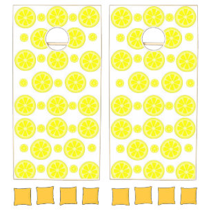 Cornhole Set Happy Yellow & White Lemon 