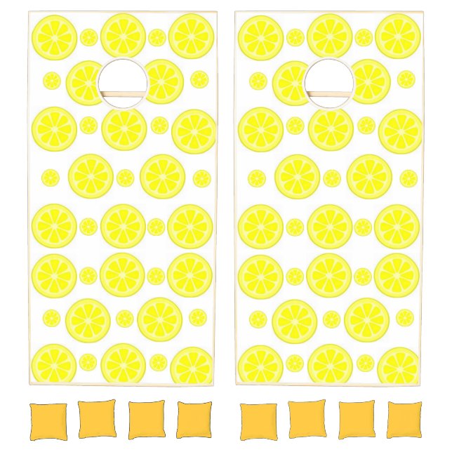 Cornhole Set Happy Yellow & White Lemon  (Set)