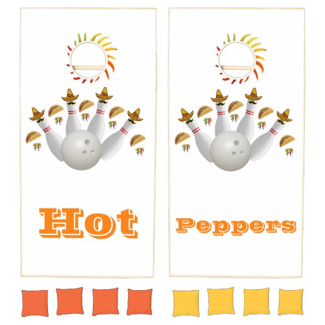Cornhole Set Hot Peppers Bowling Balls (Set)