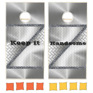 Cornhole Set Keep it Handsome Grey Brick Stone