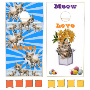 Cornhole Set Kittens Cat Condo Adopt Love Yarn
