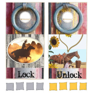 Cornhole Set Lock Horse Cowboy
