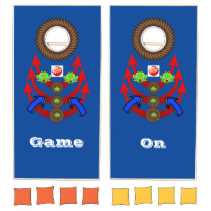 Cornhole Set Locks Blue Green Frogs Red Arrows