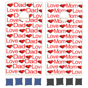 Cornhole Set Love Hearts Mom & Dad