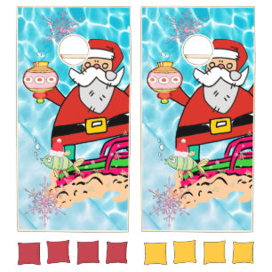 Cornhole Set Merry Christmas Beach Bum Santa