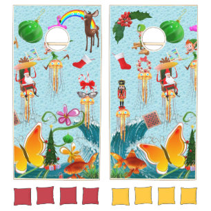 Cornhole Set Merry Christmas Beach Bum Santa 