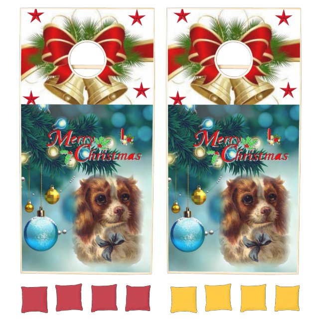 Cornhole Set Merry Christmas Dog Animals (Set)