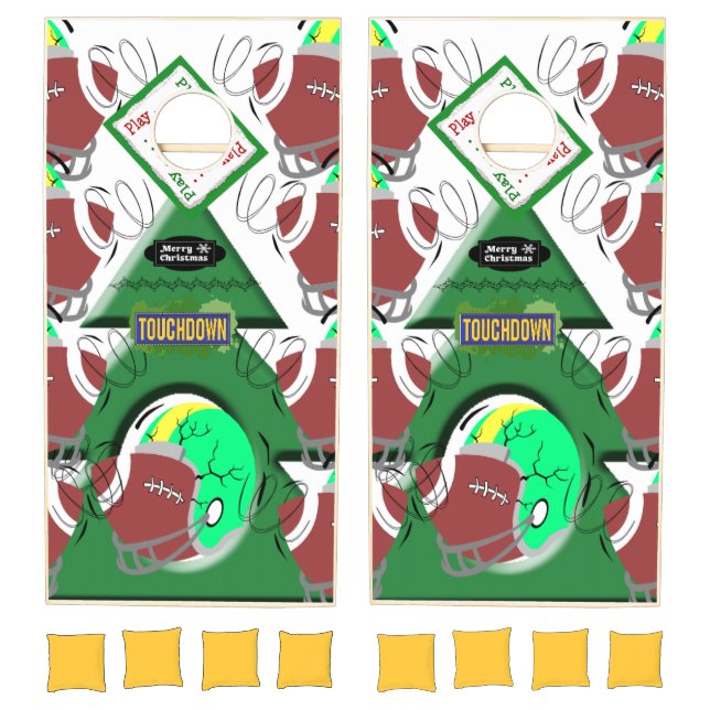 Cornhole Set Merry Christmas Football Sports  (Set)
