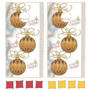 Cornhole Set Merry Christmas Gold Ornaments 