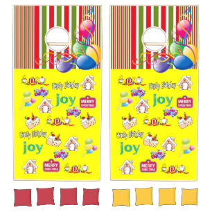 Cornhole Set Merry Christmas Happy Birthday