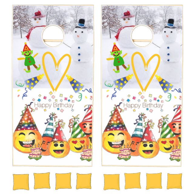 Cornhole Set Merry Christmas Happy Birthday (Set)