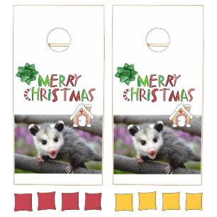 Cornhole Set Merry Christmas Opossum 