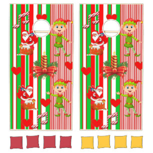 Cornhole Set Merry Christmas Santa Elf