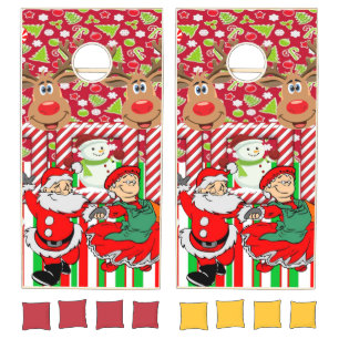 Cornhole Set Merry Christmas Santa & Mrs. Claus