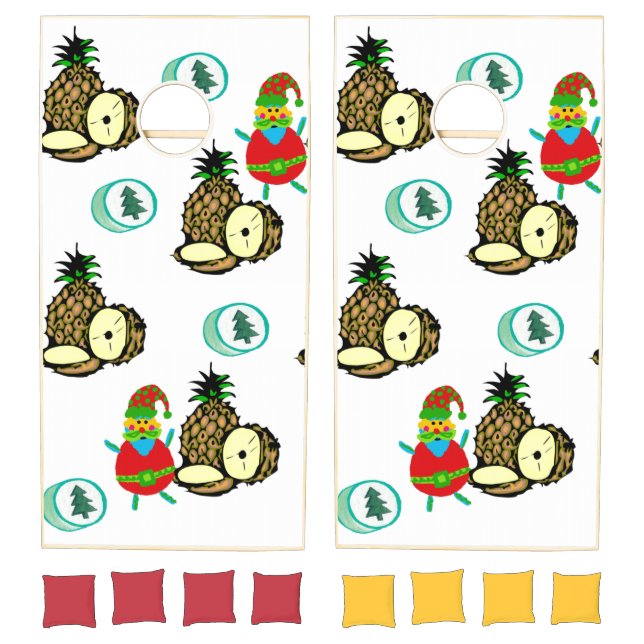 Cornhole Set Merry Christmas Santa Pineapple  (Set)