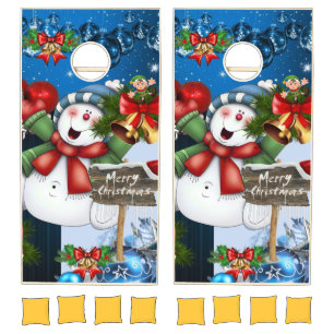Cornhole Set Merry Christmas Snowman