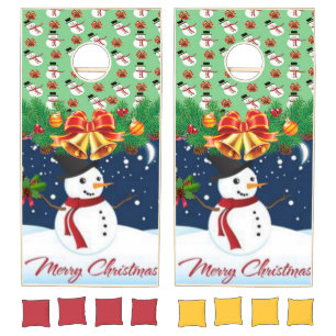 Cornhole Set Merry Christmas Snowman