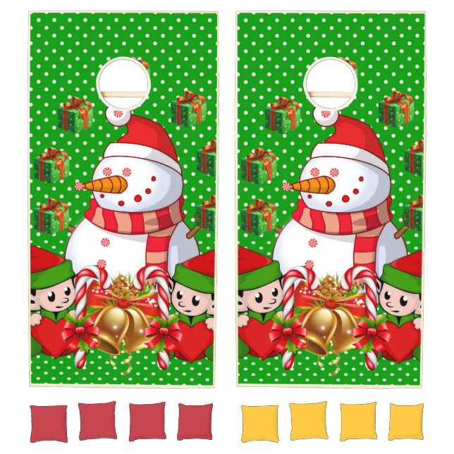 Cornhole Set Merry Christmas Snowman Elf (Set)