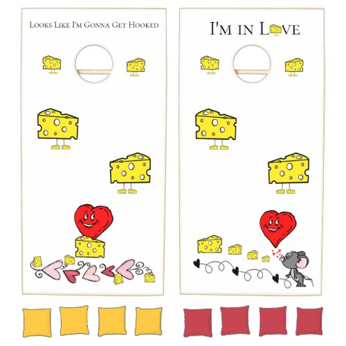 Cornhole Set Mouse Cheese Red Heart Love Hooked 