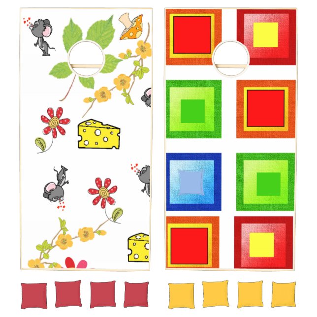 Cornhole Set Mouse Mice Cheese Square (Set)
