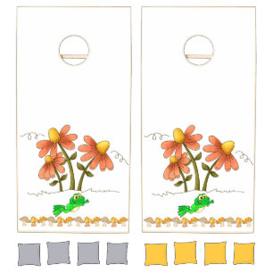 Cornhole Set Mushroom Frog Floral
