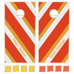 Cornhole Set Orange & Burnt Yellow Stripe
