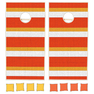 Cornhole Set Orange & Burnt Yellow Stripe