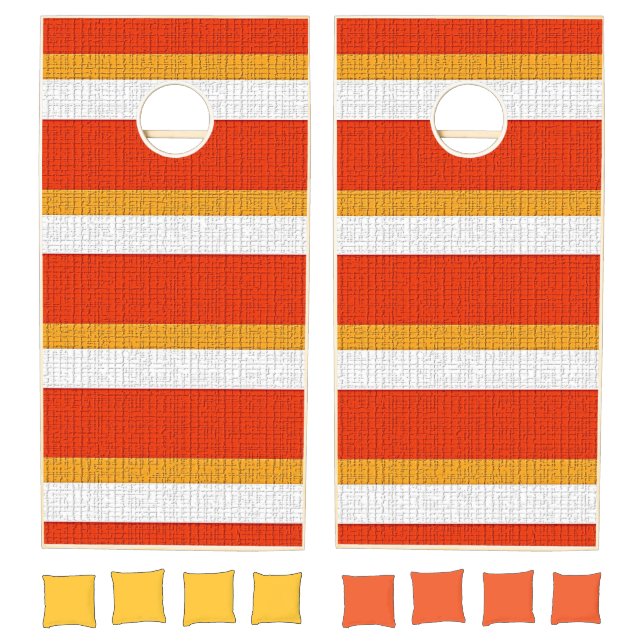 Cornhole Set Orange & Burnt Yellow Stripe (Set)