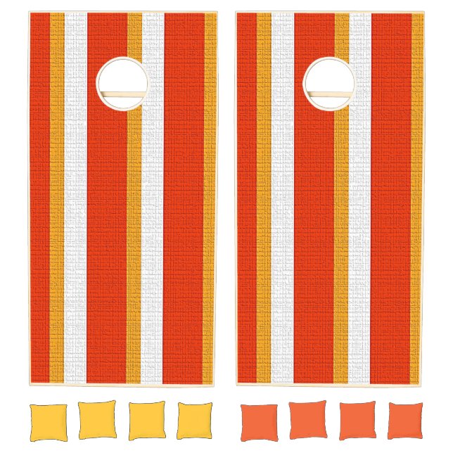 Cornhole Set Orange & Burnt Yellow Stripe (Set)