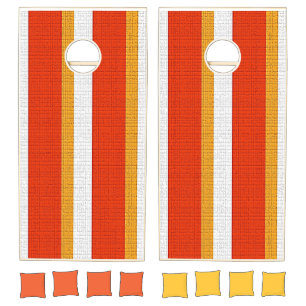 Cornhole Set Orange & Yellow White Stripe