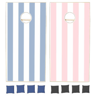 Cornhole Set Pink & Bue White Stripe