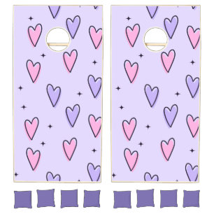 Cornhole Set Pink & Purple Hearts 