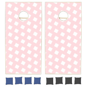 Cornhole Set Pink & White Square