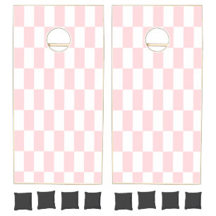 Cornhole Set Pink & White Square
