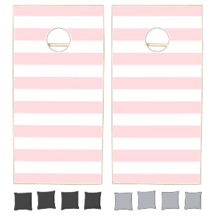 Cornhole Set Pink & White Stripe