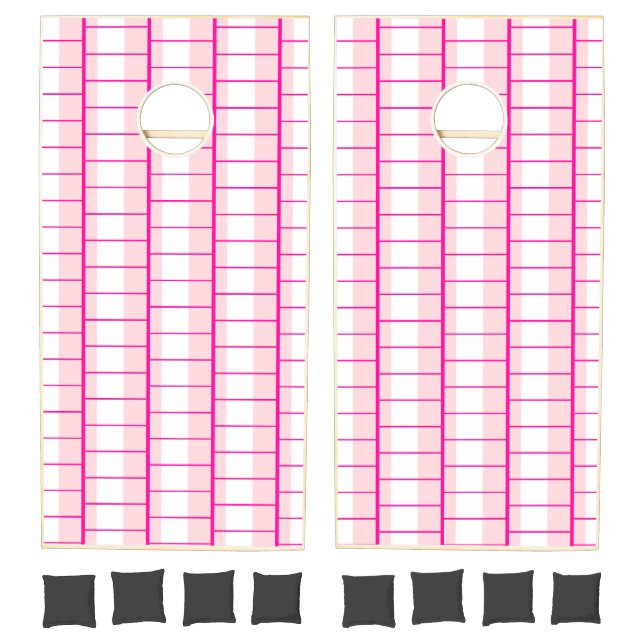 Cornhole Set Pink & White Stripe (Set)