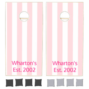 Cornhole Set Pink & White Stripe