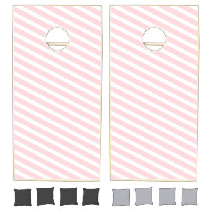Cornhole Set Pink & White Stripe