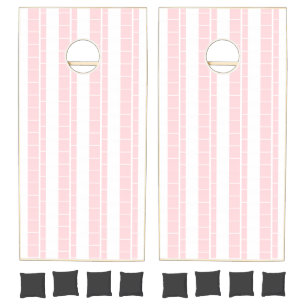 Cornhole Set Pink & White Stripe