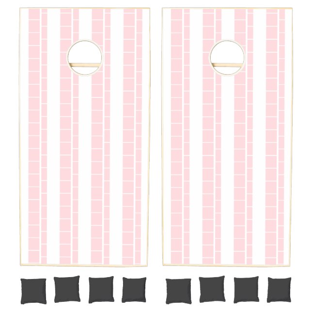Cornhole Set Pink & White Stripe (Set)