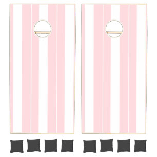 Cornhole Set Pink & White Stripe