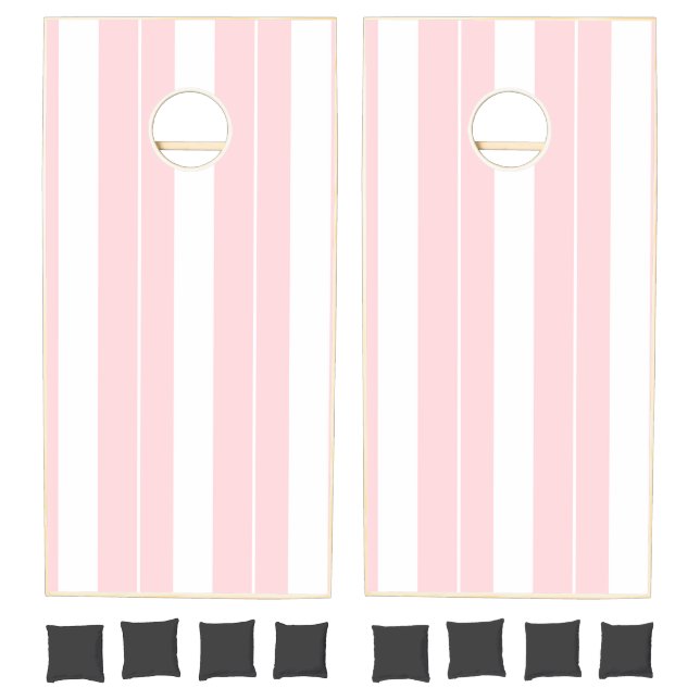 Cornhole Set Pink & White Stripe (Set)