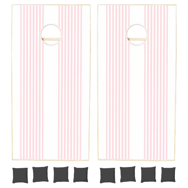 Cornhole Set Pink & White Stripe (Set)